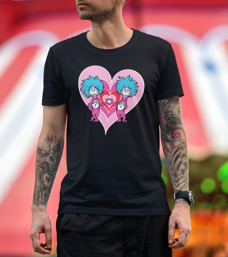 Dr. Seuss Thing 1 Thing 2 Heart Love T-Shirt