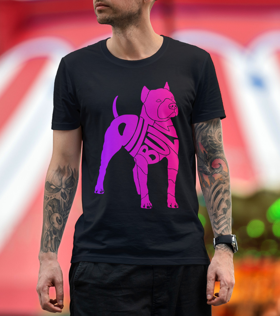 Pitbull Gradient Pink Purple Outline T-Shirt