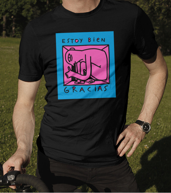 Estoy Bien Gracias Dran Art Style Pink And Blue T-Shirt