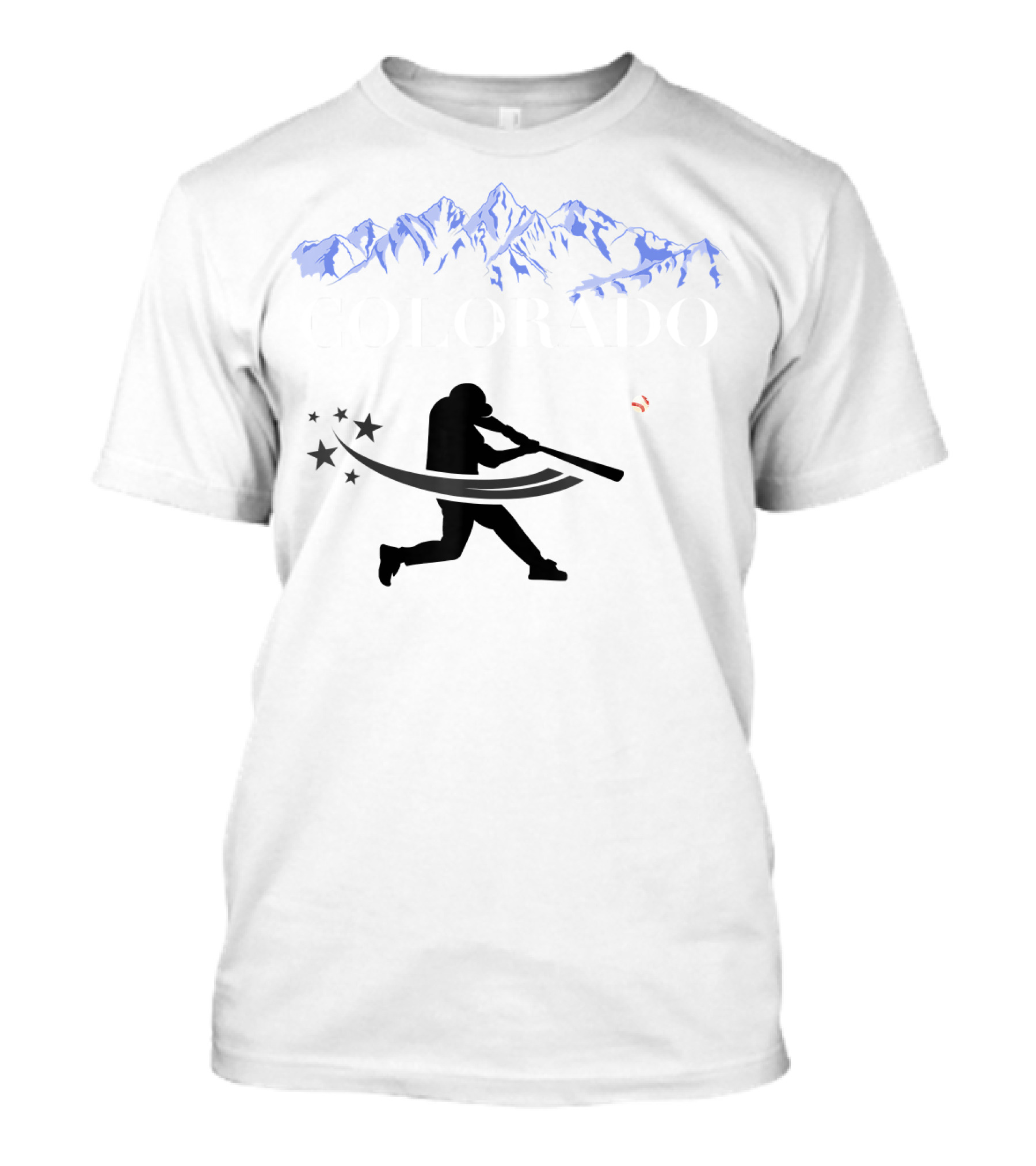 Colorado Rocky Mountain Baseball Silhouette And Stars T-Shirt