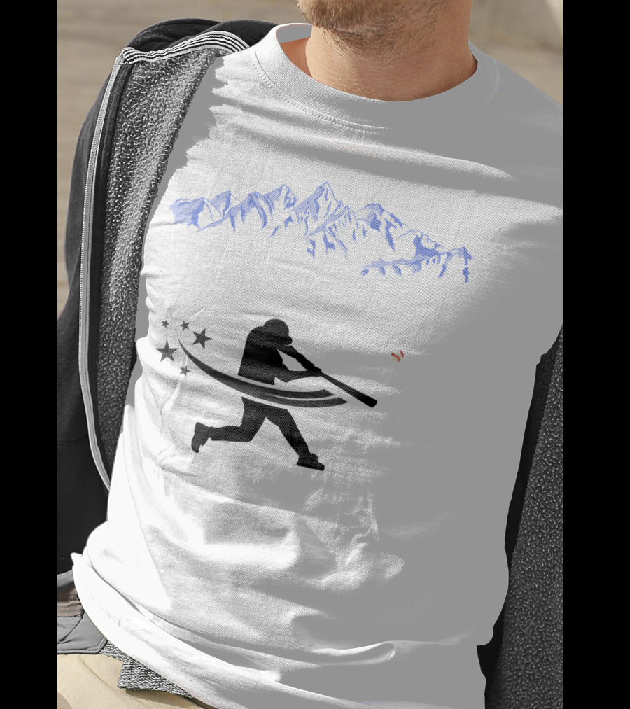 Colorado Rocky Mountain Baseball Silhouette And Stars T-Shirt