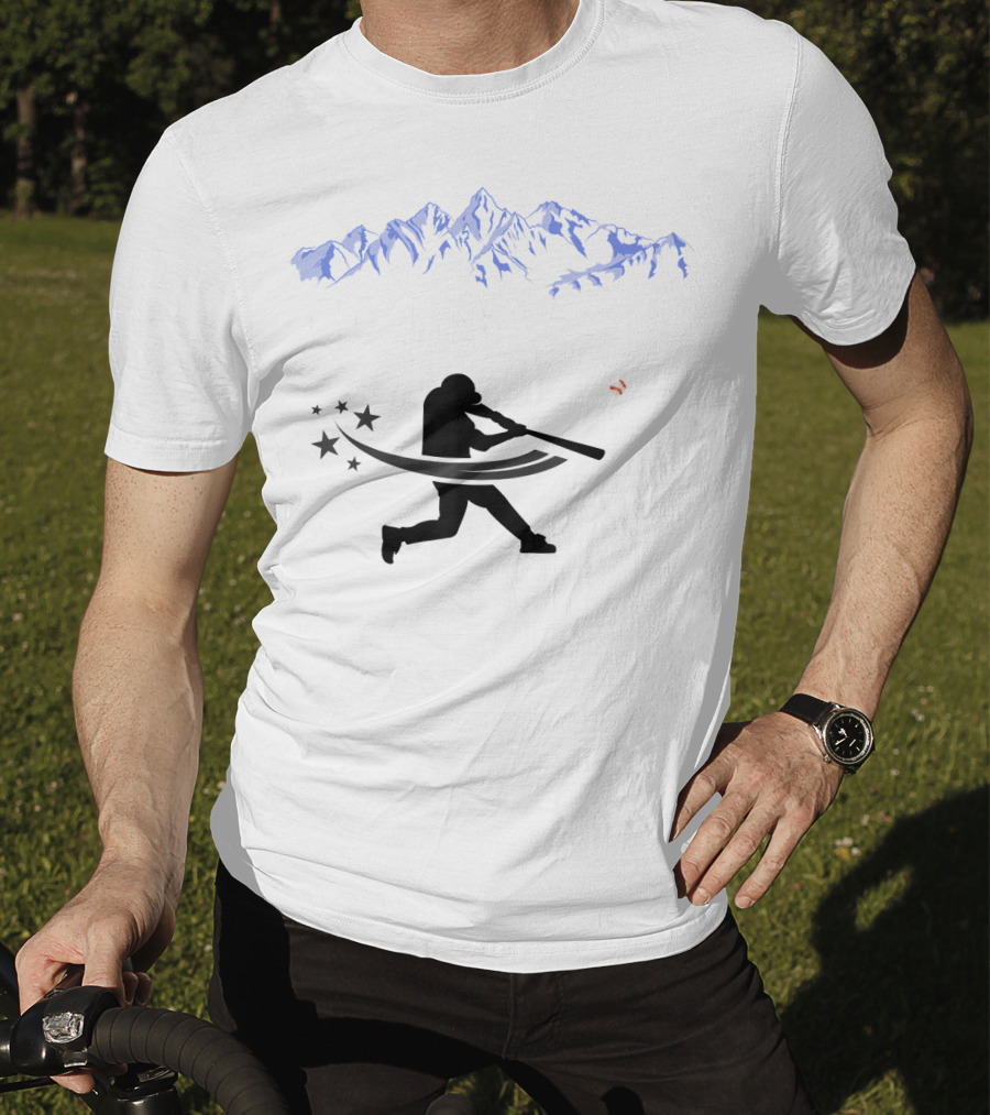 Colorado Rocky Mountain Baseball Silhouette And Stars T-Shirt