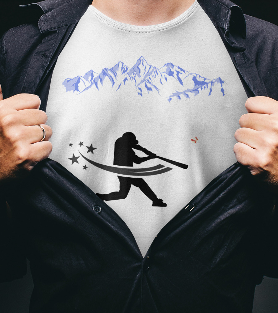 Colorado Rocky Mountain Baseball Silhouette And Stars T-Shirt