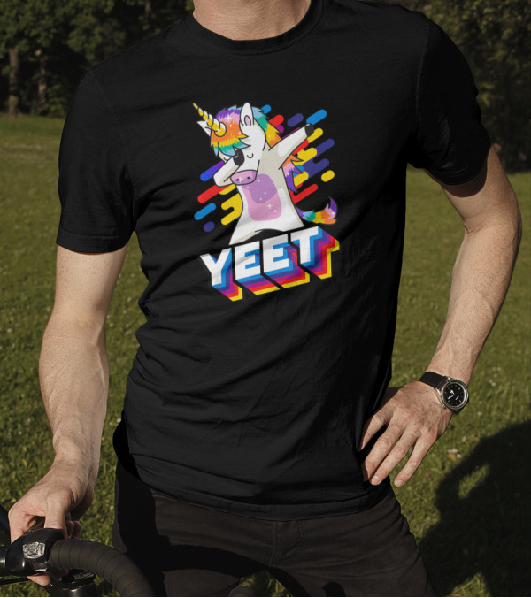 YEET Colorful Dabbing Dancing Unicorn T-Shirt