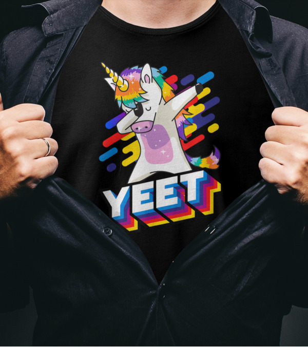 YEET Colorful Dabbing Dancing Unicorn T-Shirt