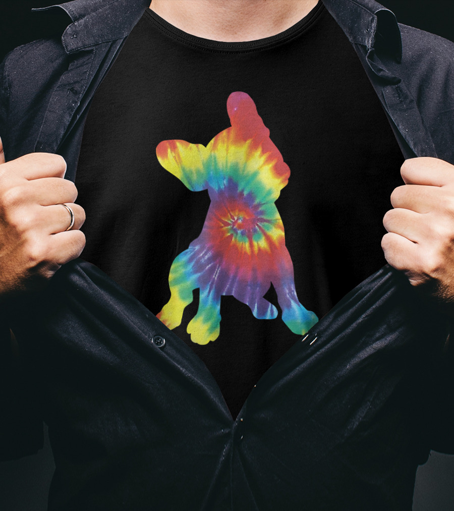 Colorful Hippie Tie Dye French Bulldog Rainbow T-Shirt