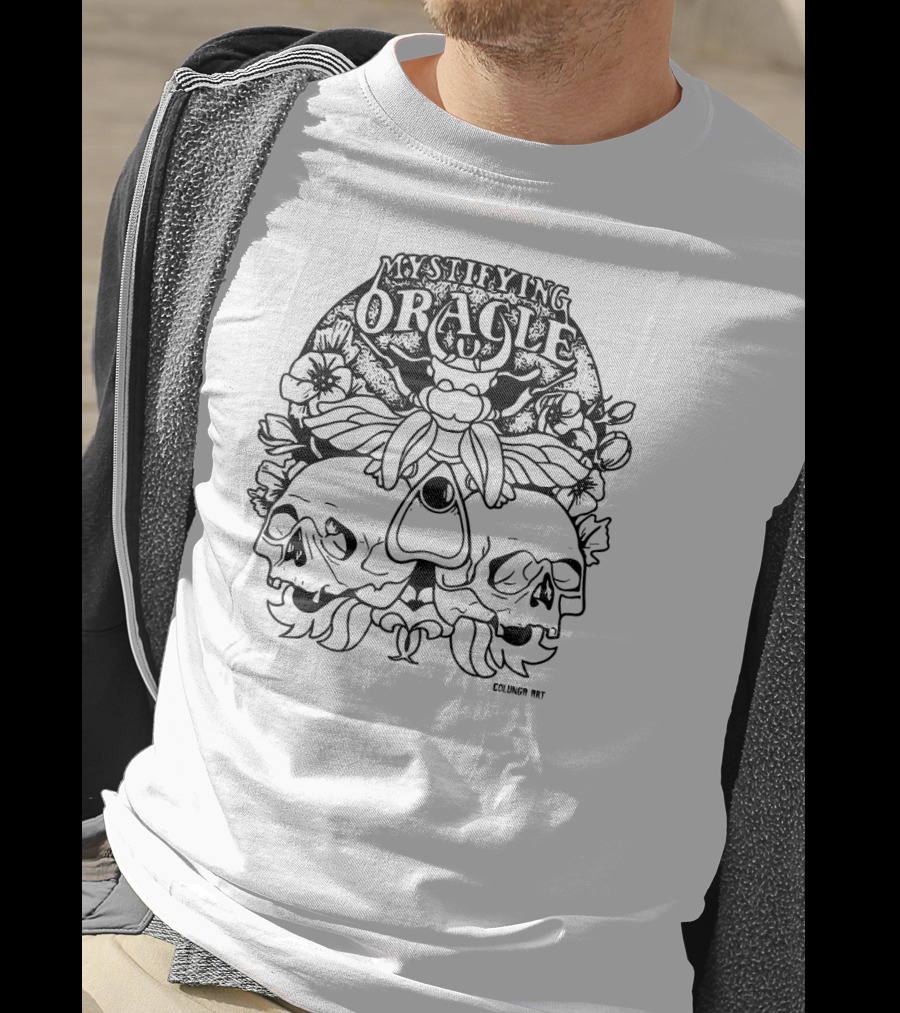 Mystifying Oracle Skull And Moth Colunga T-Shirt