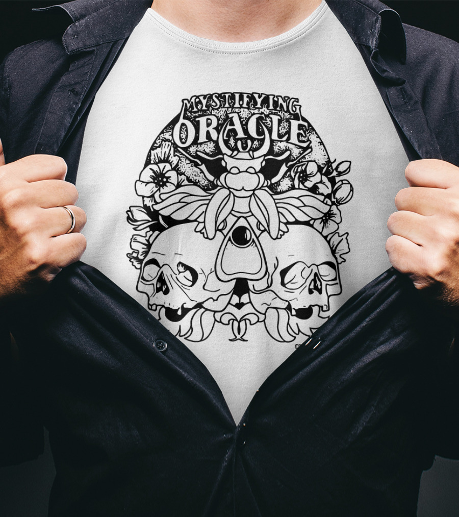 Mystifying Oracle Skull And Moth Colunga T-Shirt