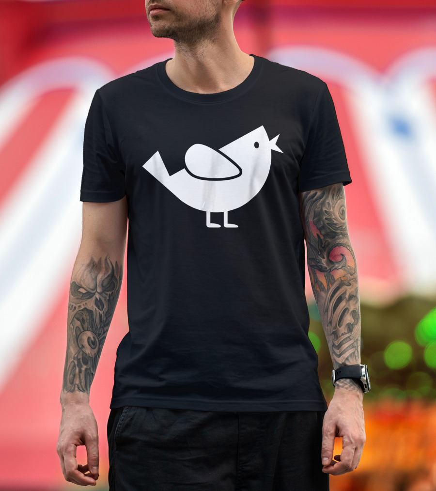 Comic Bird Black And White Minimalist T-Shirt