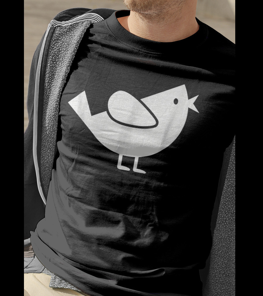 Comic Bird Black And White Minimalist T-Shirt