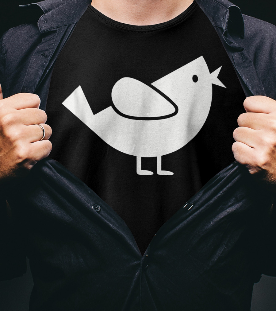 Comic Bird Black And White Minimalist T-Shirt