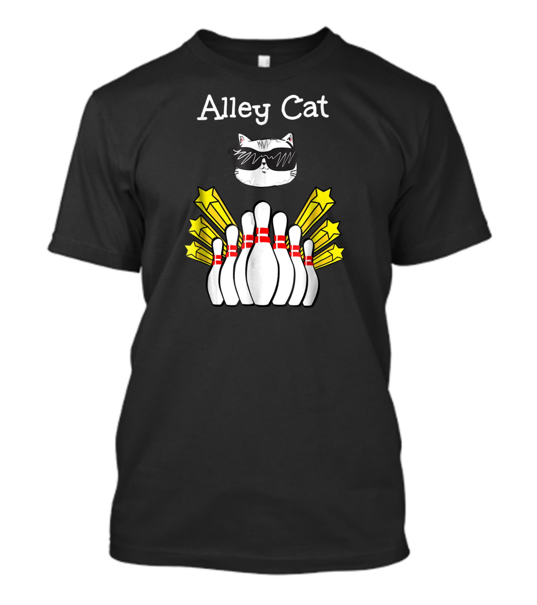 Alley Cat Cool Funny Bowling Stars And Pins T-Shirt