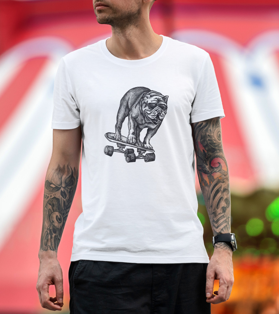 Cool Skateboarding English Bulldog T-Shirt