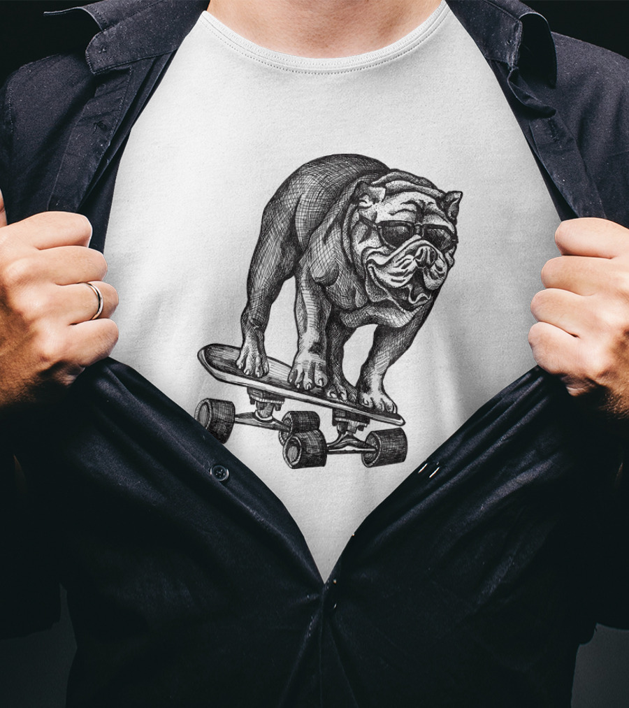 Cool Skateboarding English Bulldog T-Shirt