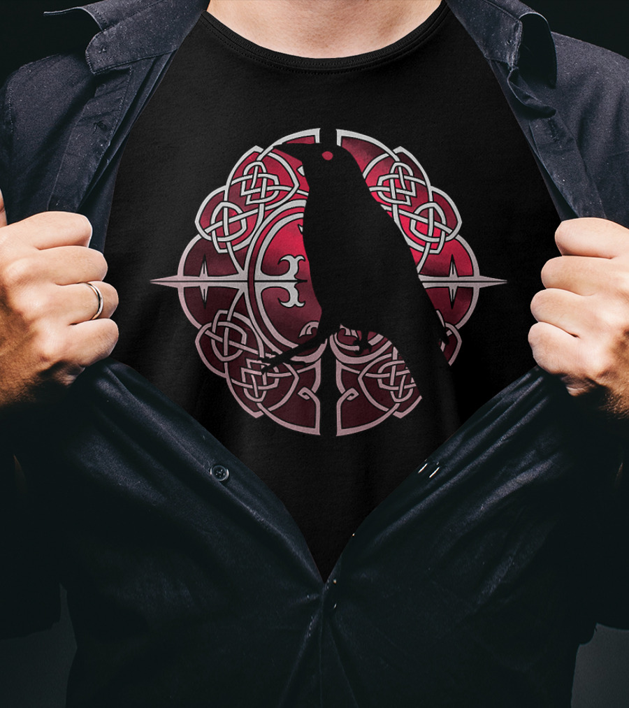 Cool Viking Norse Raven Knotwork T-Shirt