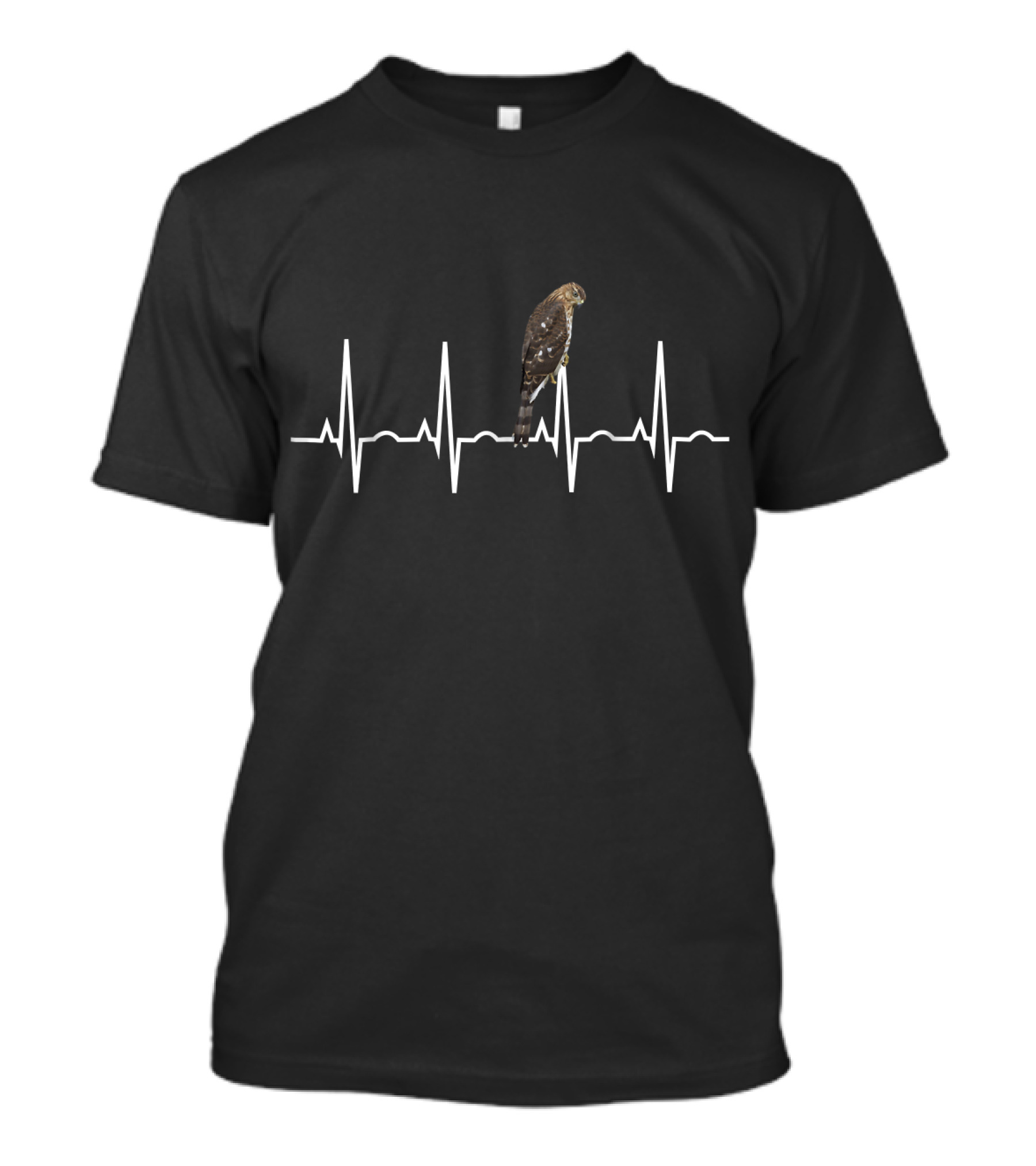Cooper's Hawk Birder Heartbeat Line T-Shirt
