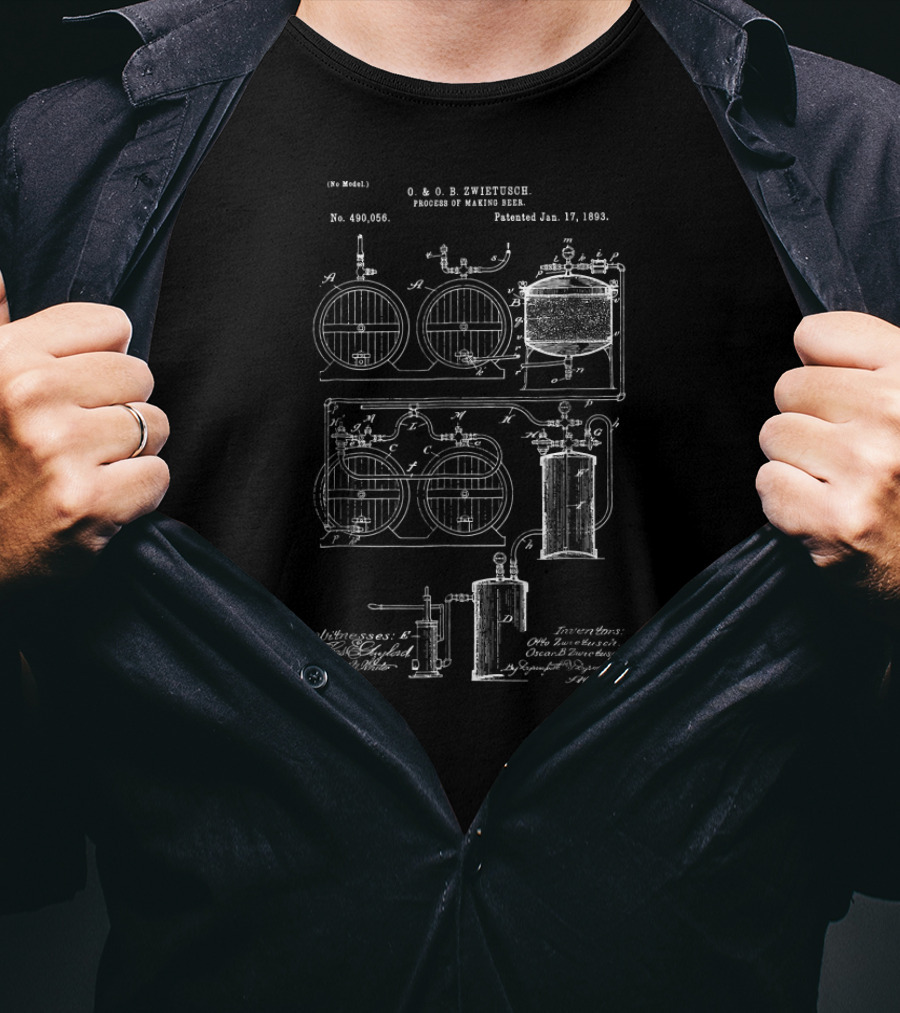 Patent Process Of Making Beer C. And O. ZWietusch 1893 Brewing Classic Vint T-Shirt