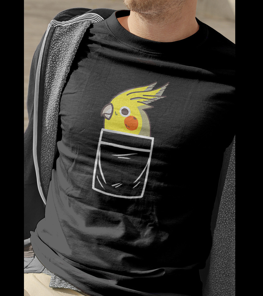 Crazy Cockatiel Funny Bird In Pocket T-Shirt