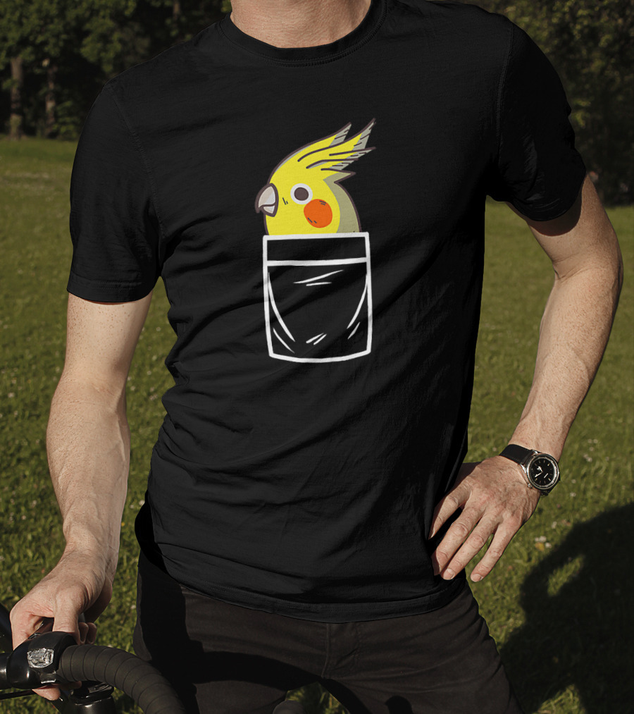 Crazy Cockatiel Funny Bird In Pocket T-Shirt