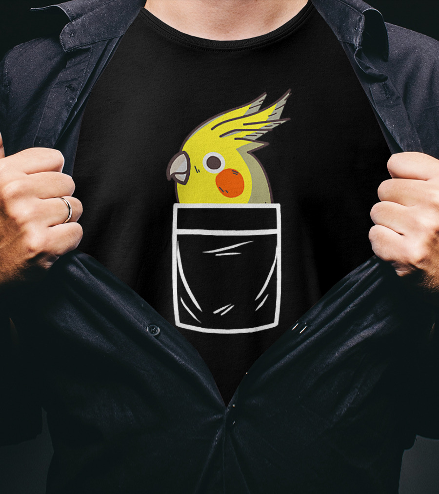 Crazy Cockatiel Funny Bird In Pocket T-Shirt