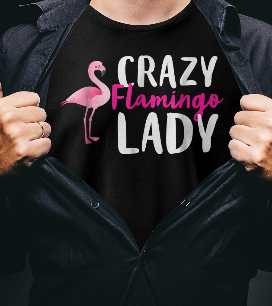 Crazy Flamingo Lady Wading Bird Species Lover T-Shirt