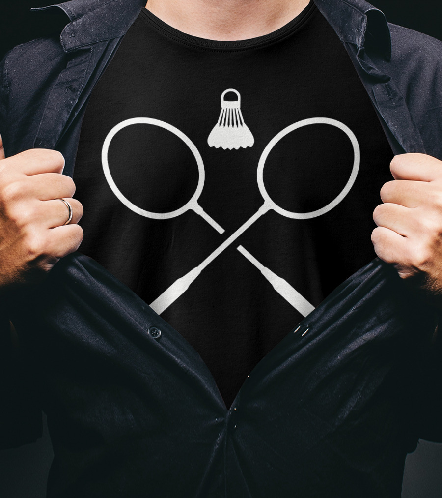 Crossed Badminton Rackets And Shuttlecock T-Shirt