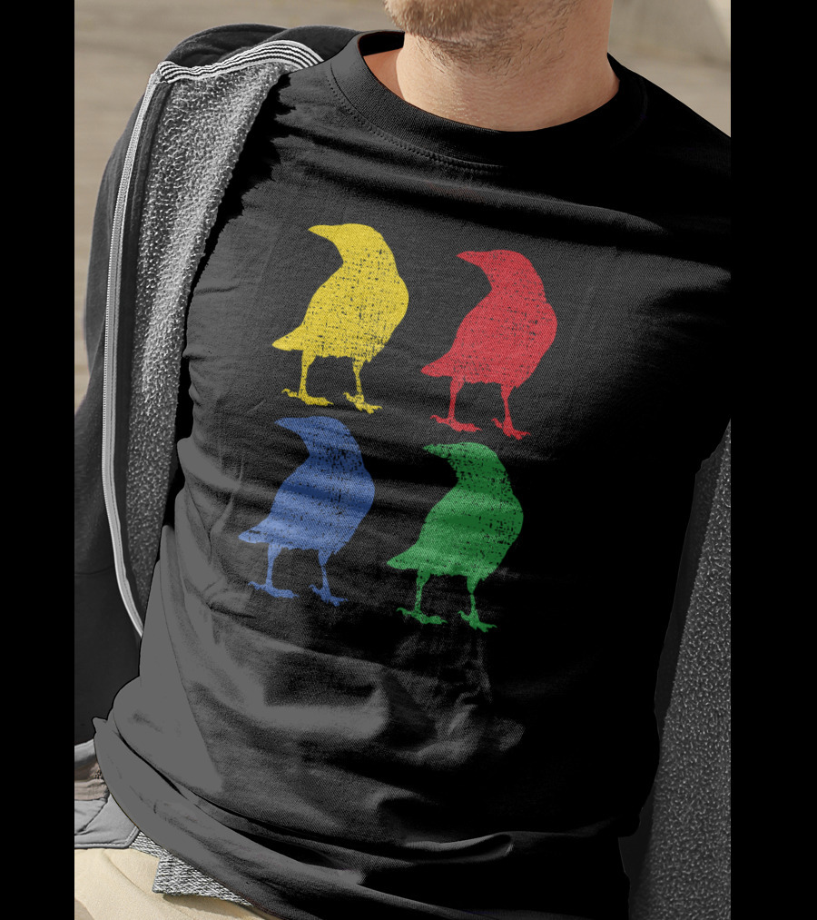 Crow Raven Bird Love Pop Art Quartet T-Shirt