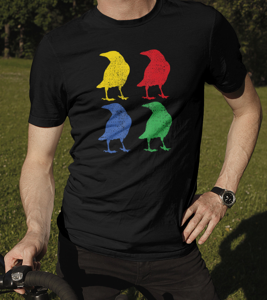 Crow Raven Bird Love Pop Art Quartet T-Shirt