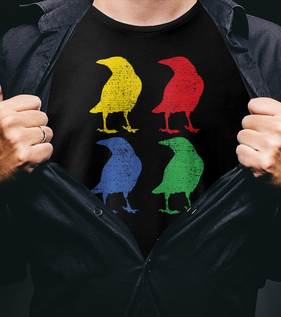 Crow Raven Bird Love Pop Art Quartet T-Shirt