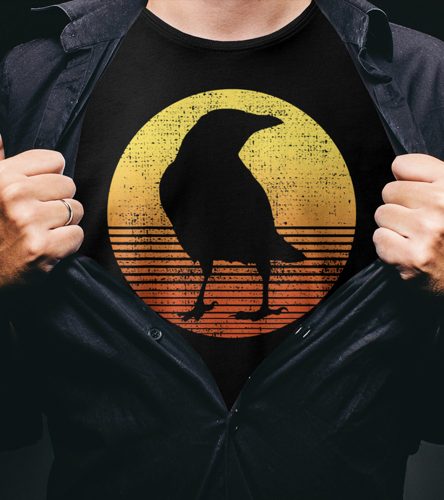 Crow Bird Lover Raven Sunset T-Shirt