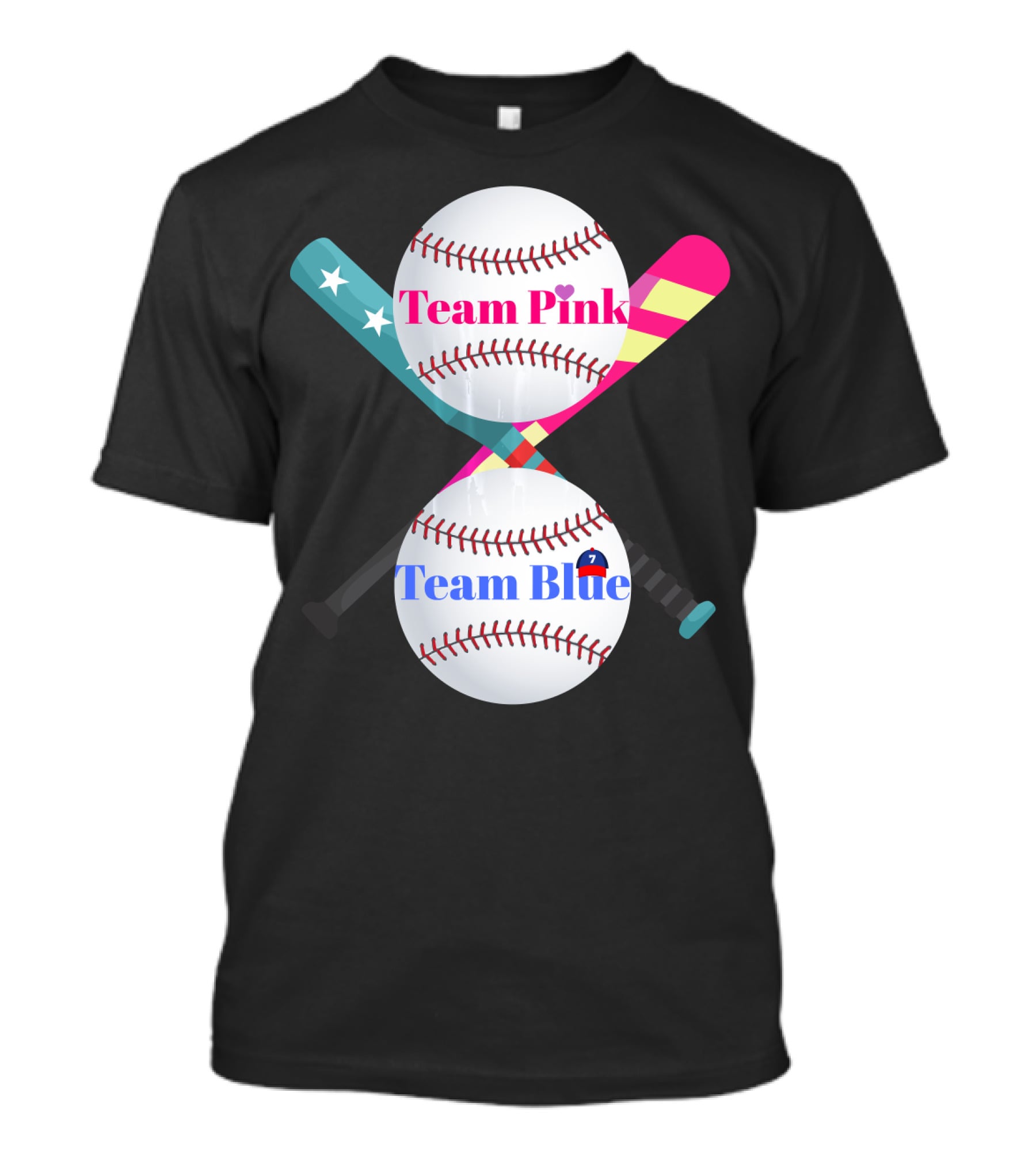 Team Pink Team Blue Cute Baseball Gender Reveal Party T-Shirt