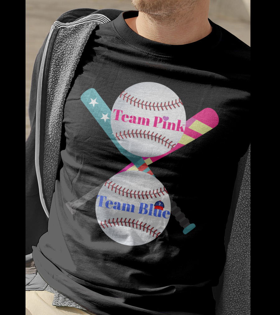 Team Pink Team Blue Cute Baseball Gender Reveal Party T-Shirt