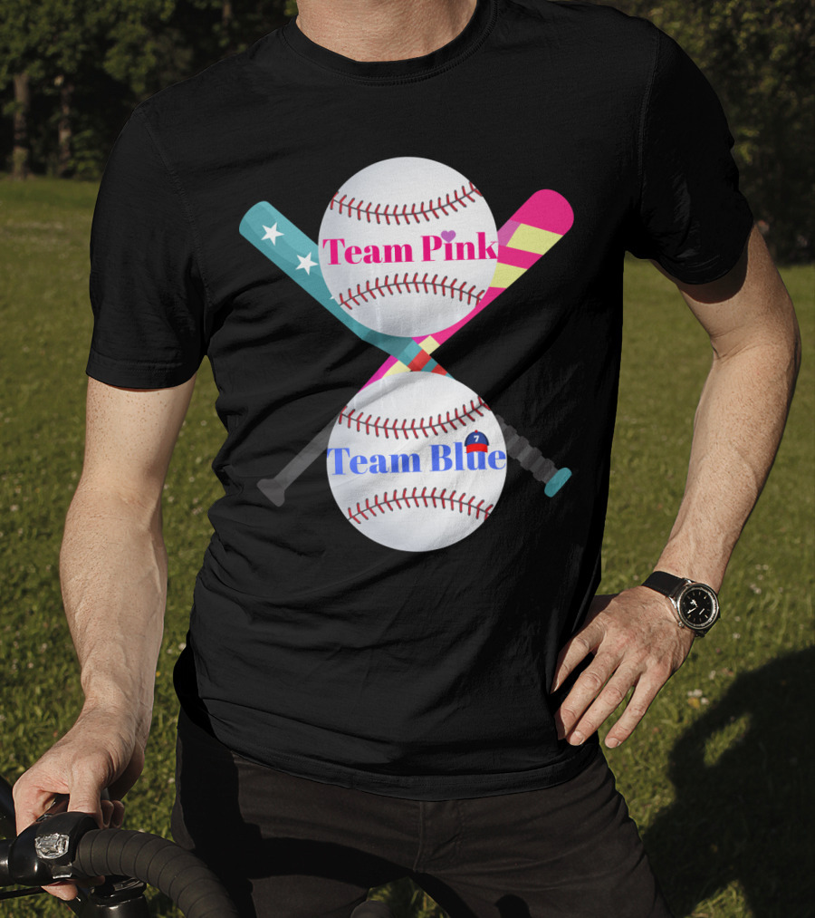 Team Pink Team Blue Cute Baseball Gender Reveal Party T-Shirt