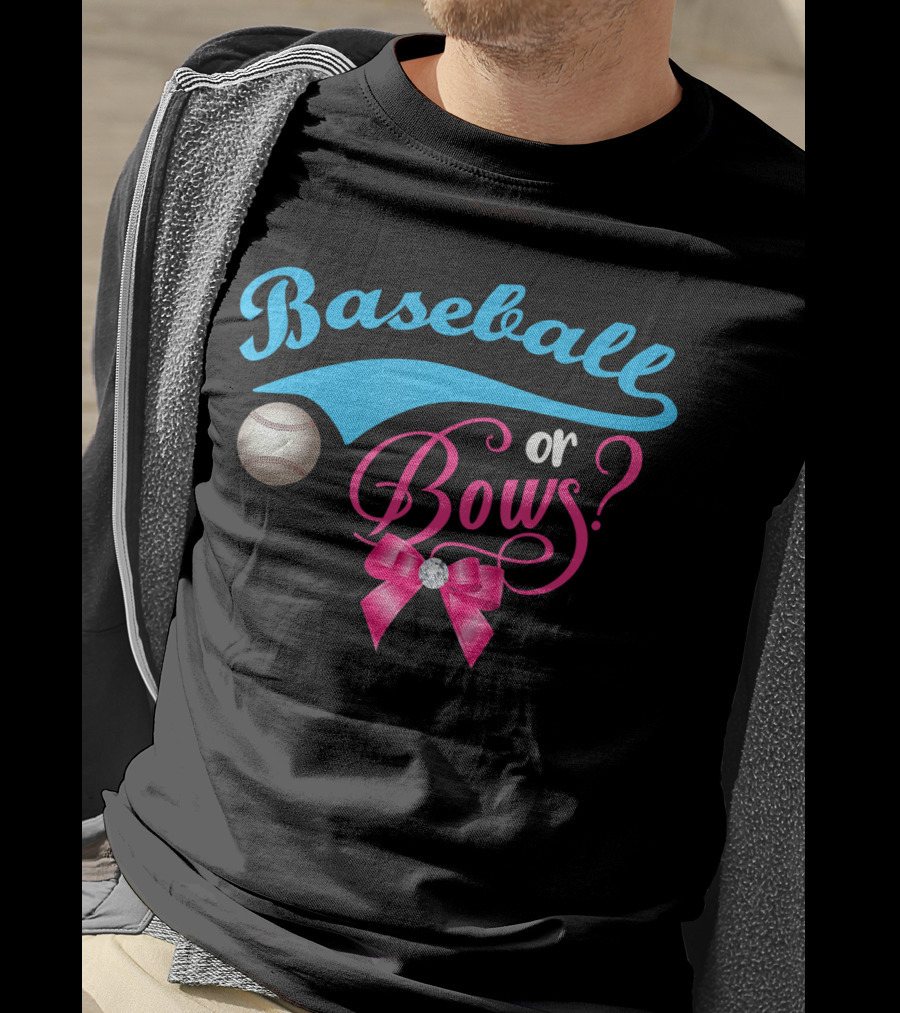 Baseball Or Bows Gender Reveal Party T-Shirt