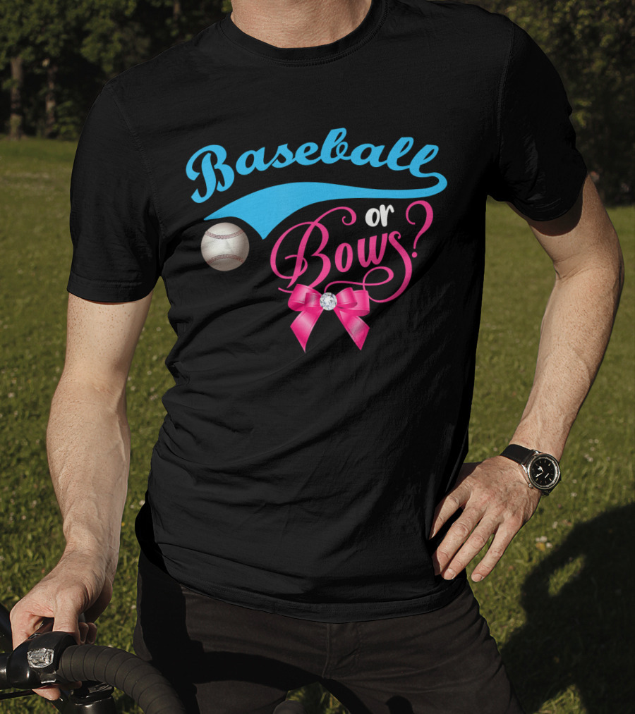 Baseball Or Bows Gender Reveal Party T-Shirt