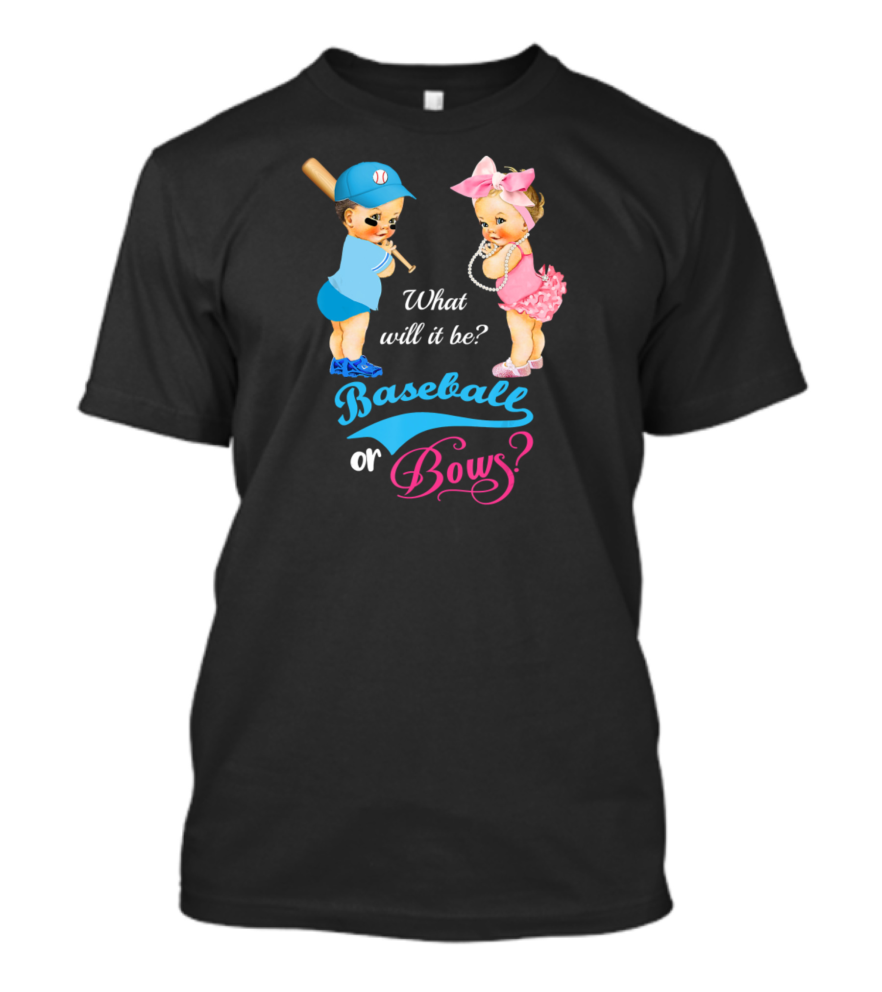 What Will It Be Baseball Or Bows Gender Reveal T-Shirt