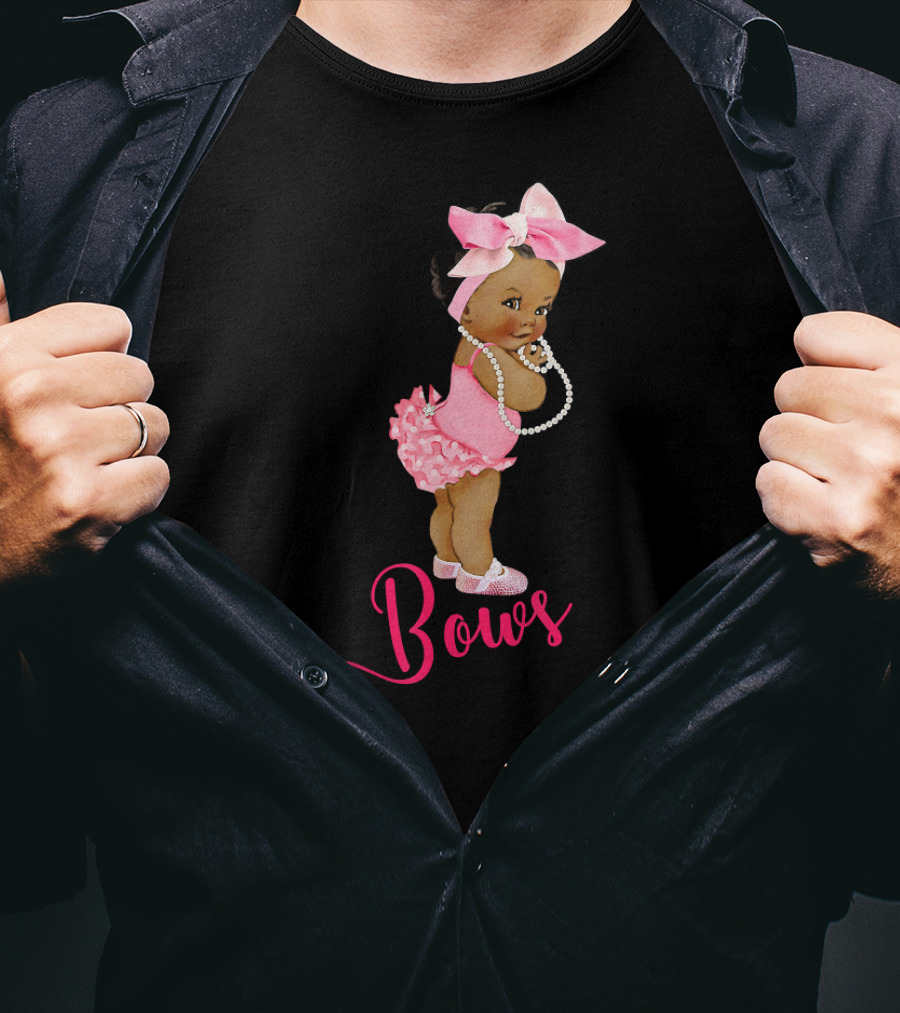 Bows Cute Ethnic Team Girl Gender Reveal T-Shirt