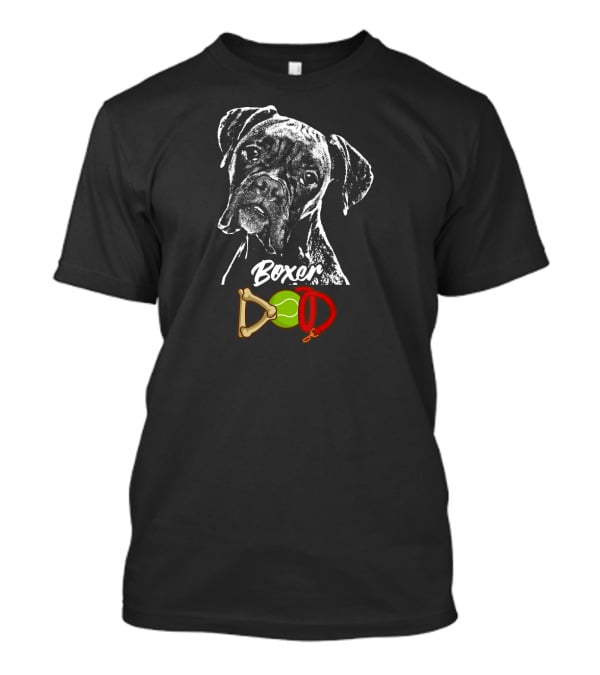 Boxer Dad Tennis Ball Bone Dog Collar T-Shirt