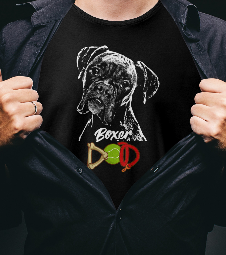 Boxer Dad Tennis Ball Bone Dog Collar T-Shirt