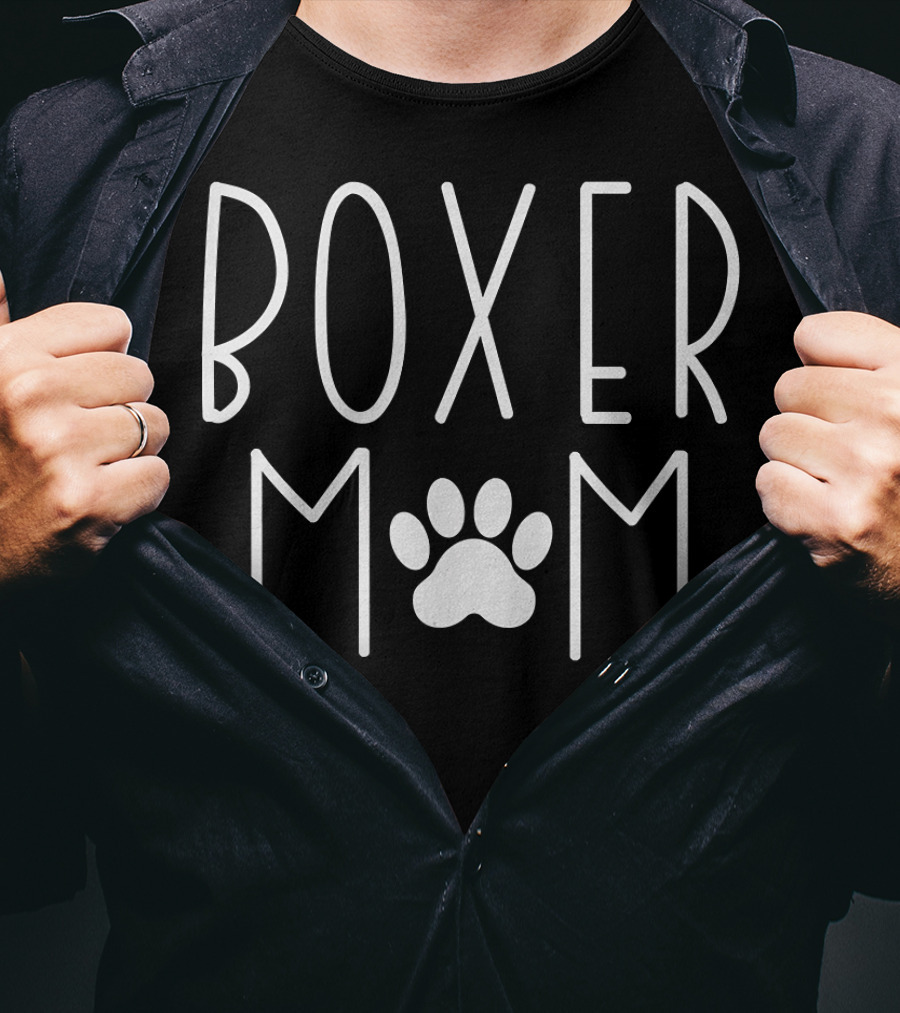 Boxer Mom Boxer Dog Mama Paw Print Pet Owner T-Shirt