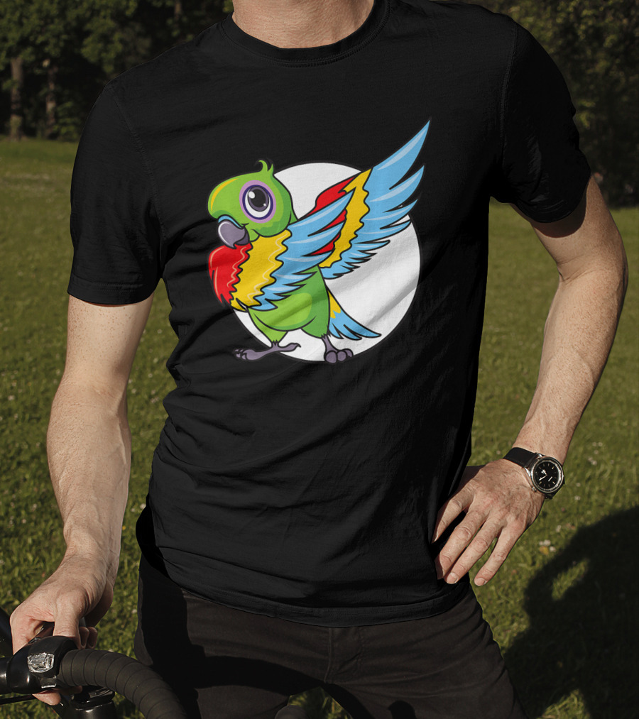 Cute Dabbing Great Green Macaw Parrot Colorful Wings T-Shirt
