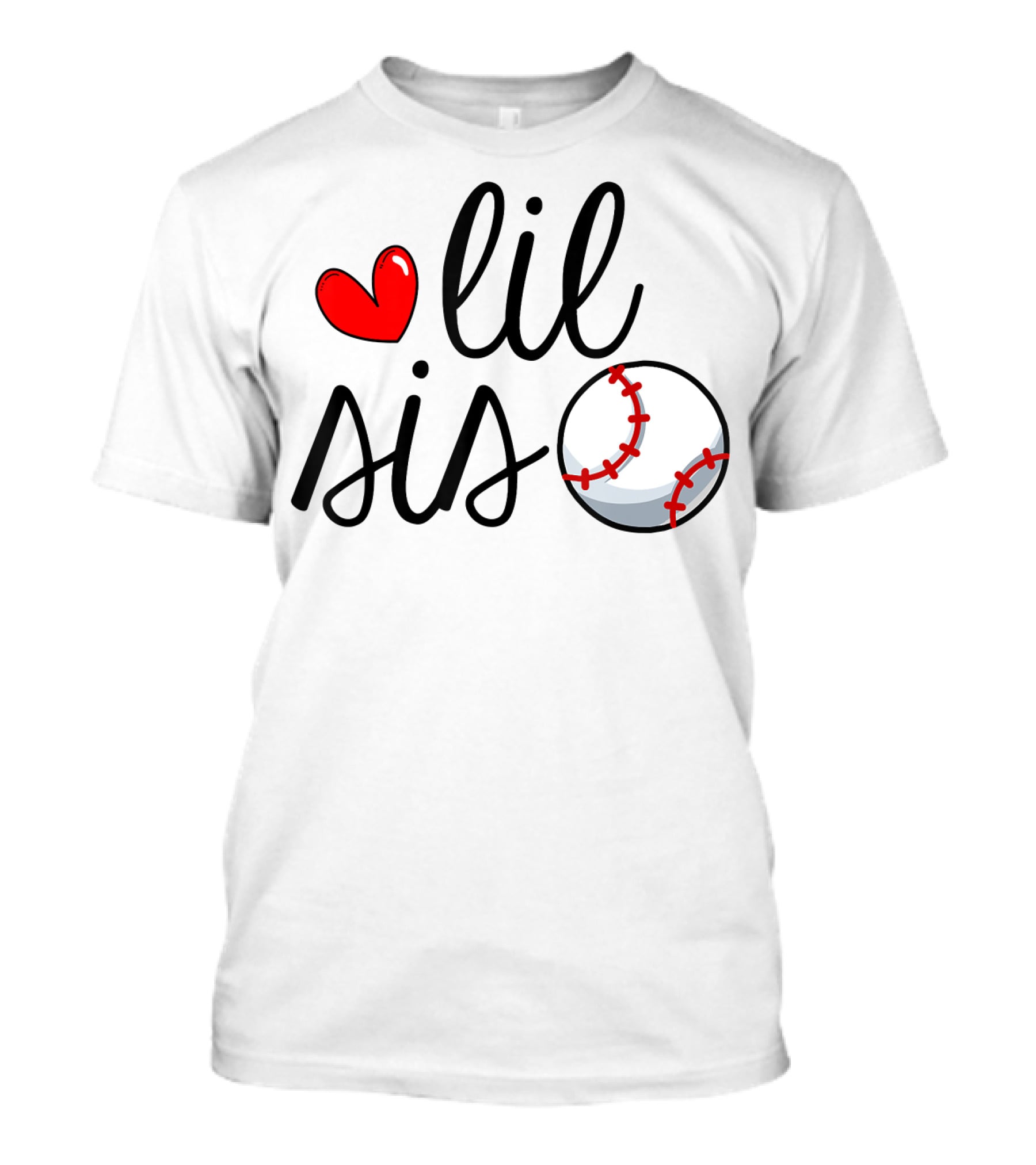 Lil Sis Heart Baseball Sports Playful T-Shirt