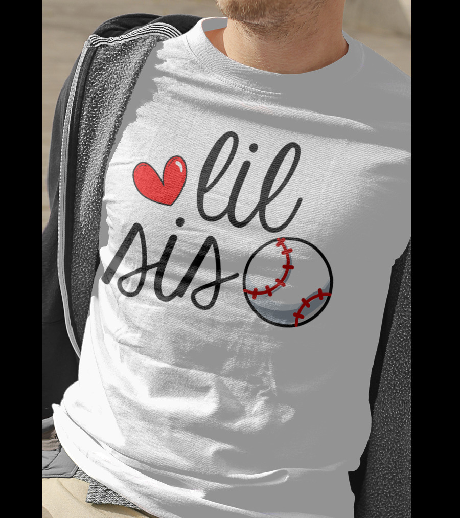 Lil Sis Heart Baseball Sports Playful T-Shirt