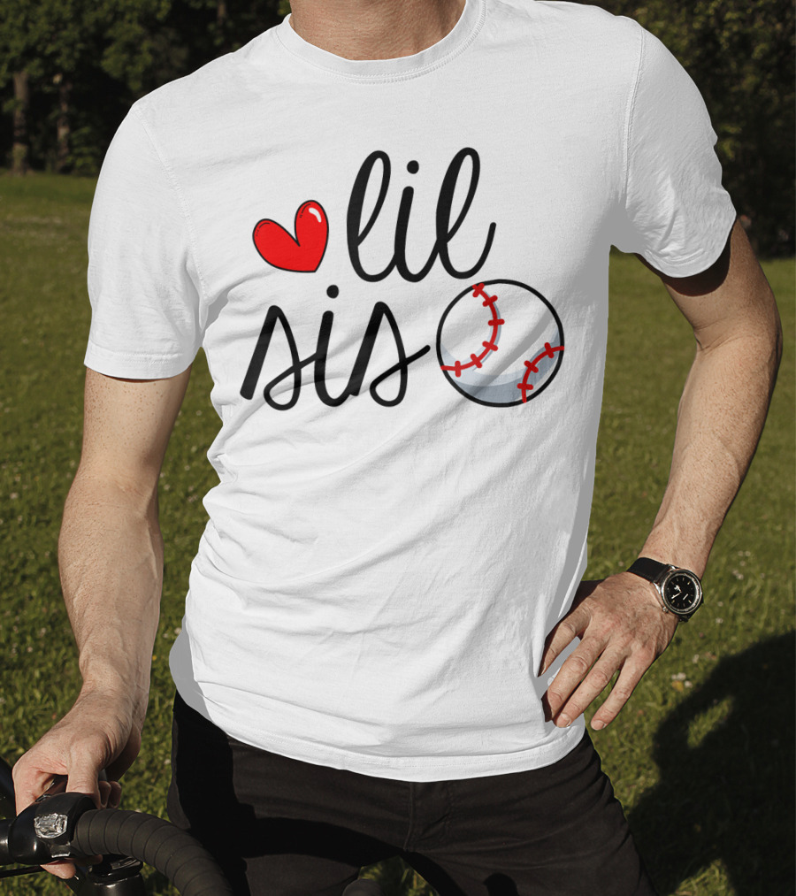 Lil Sis Heart Baseball Sports Playful T-Shirt