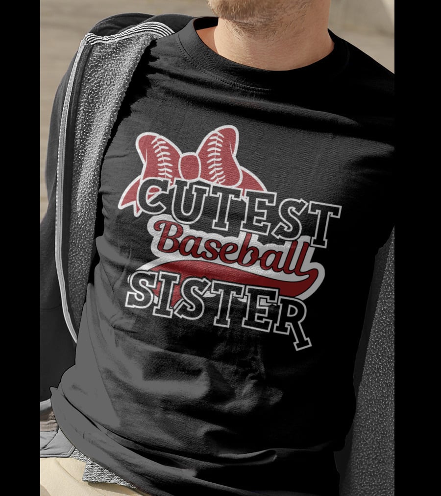 Cutest Baseball Sister Bow T-Shirt