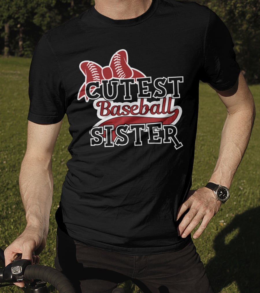 Cutest Baseball Sister Bow T-Shirt