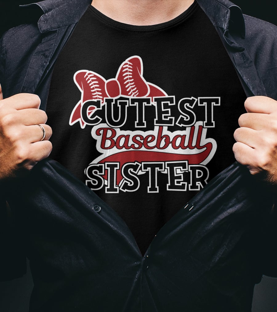 Cutest Baseball Sister Bow T-Shirt