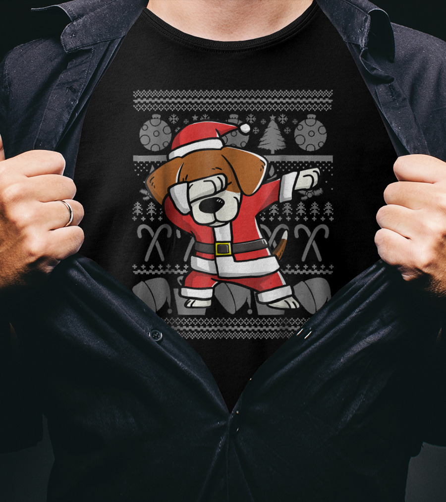 Santa Dabbing Beagle Dog Christmas T-Shirt