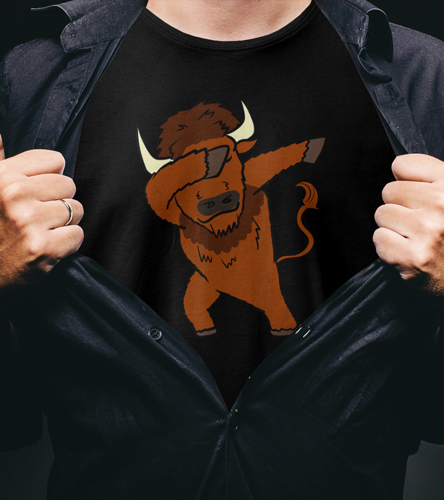 Dabbing Bison Dab Dance Funny Animal Cartoon T-Shirt
