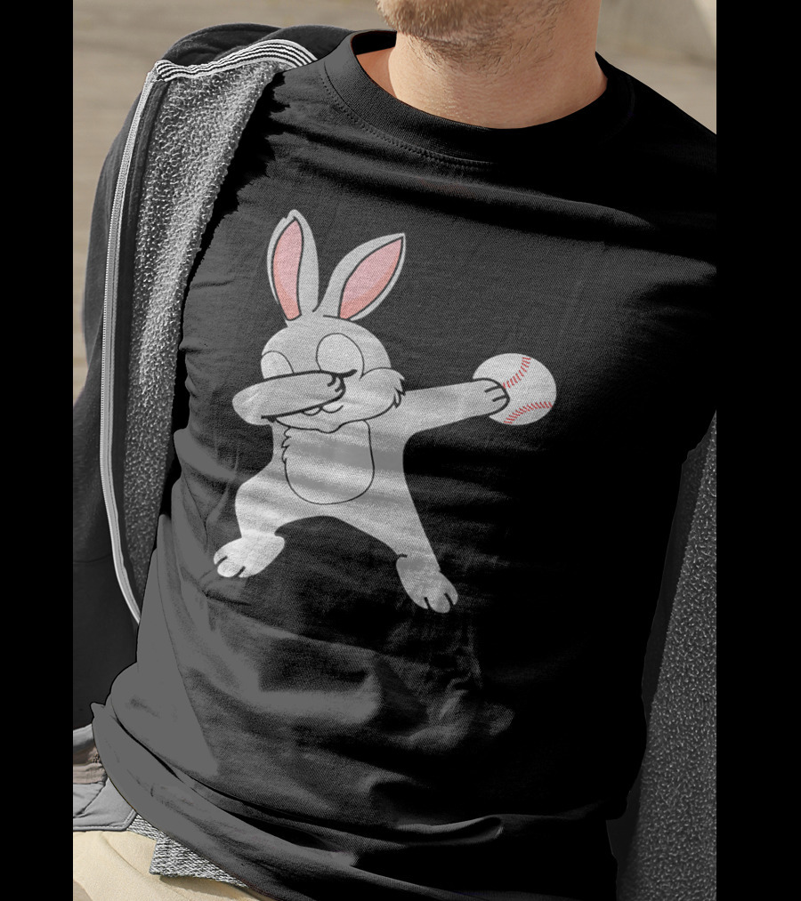 Dabbing Bunny With Baseball Easter Day T-Shirt